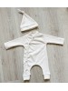 knoop mutsje beige streep