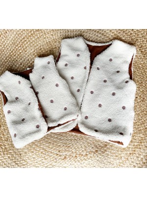 gilet/bodywarmer paarse bloemetjes